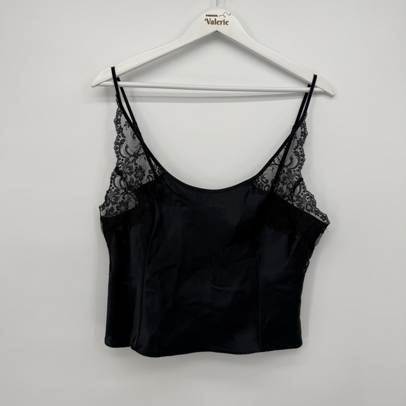 Unbranded Black Satin Lace Sheer Tank Top Lingerie Size Large Vtg - Picture 1 of 6